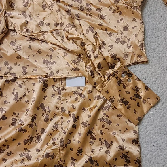 NWT Zara Satin Croped Top and Midi Skirt Set in Copper - Picture 11 of 13